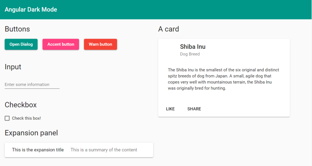 angular material light theme