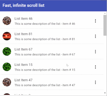 Infinite scrolling list with loader
