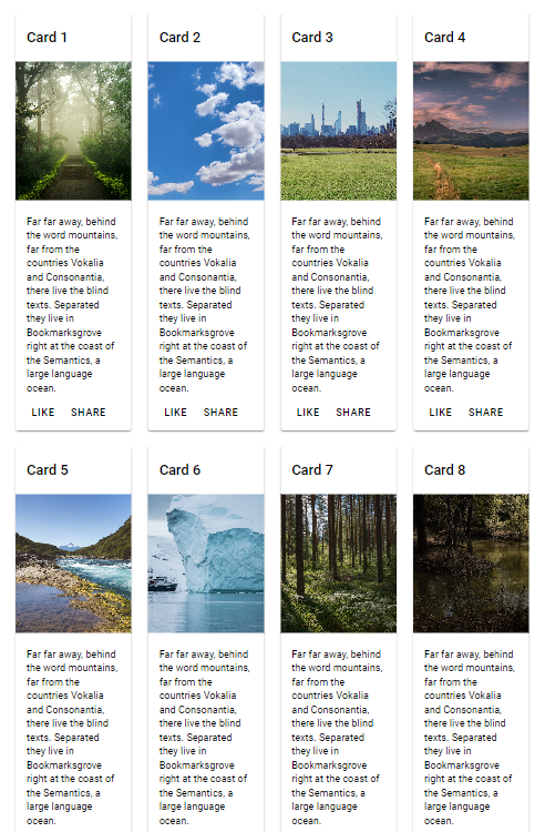 Squished card grid